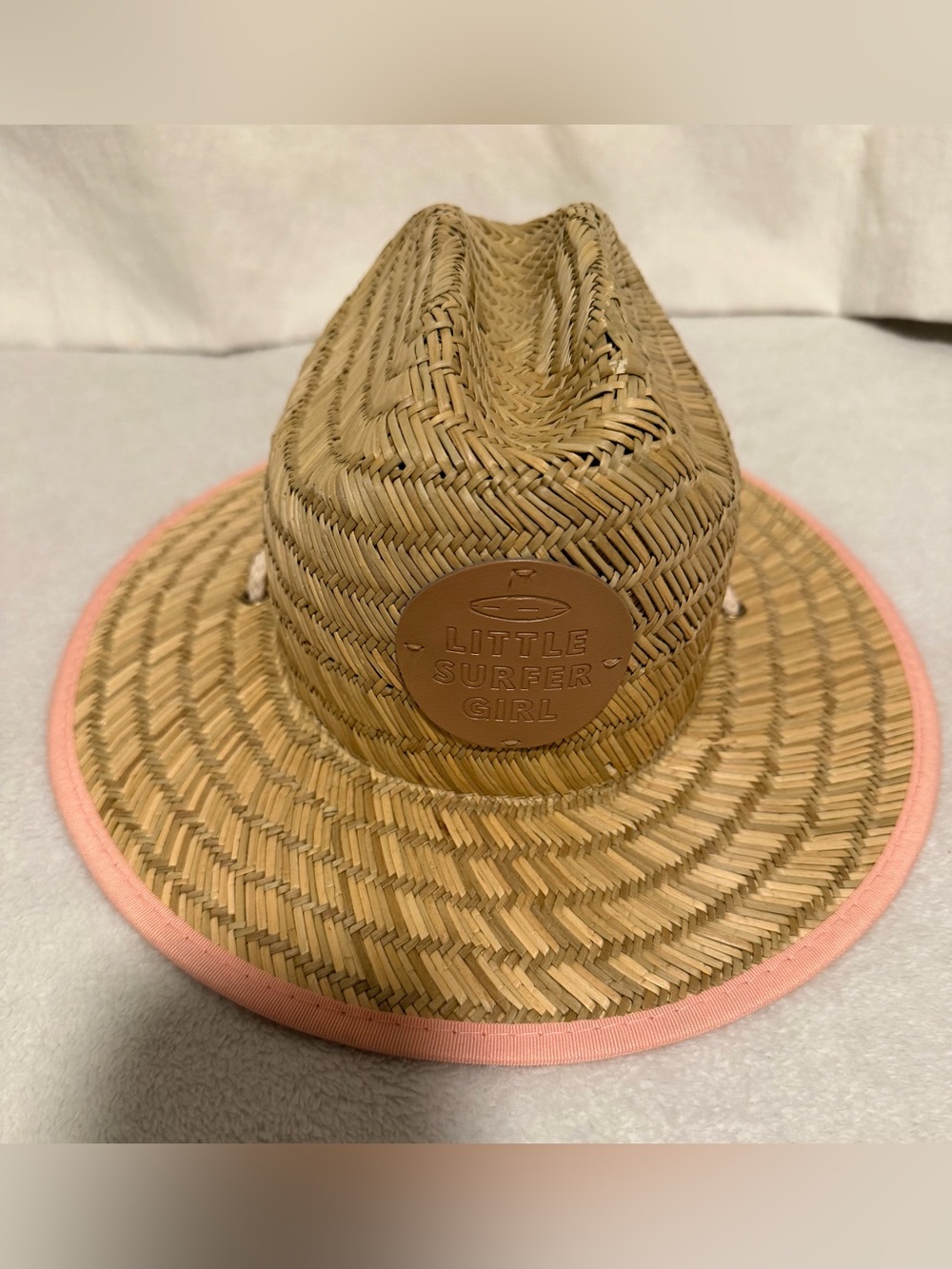 Kids' Straw Sun Hat - Natural with Pink Trim